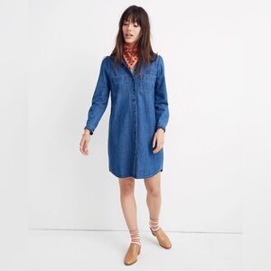 Madewell Denim Puff-Sleeve Shirtdress in Harris Wash — size XS